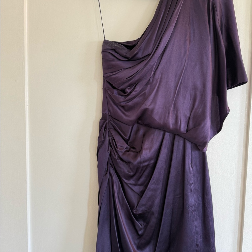 Aidan Mattox One-Shoulder Dress in Deep Purple